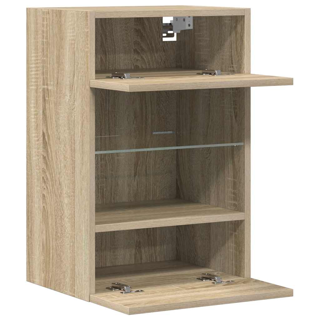 Wandkasten met LED-verlichting voor tv 2 st 40x30x60,5 cm sonoma eikenkleurig is nu te koop bij PeponiXL, paradijselijk wonen!