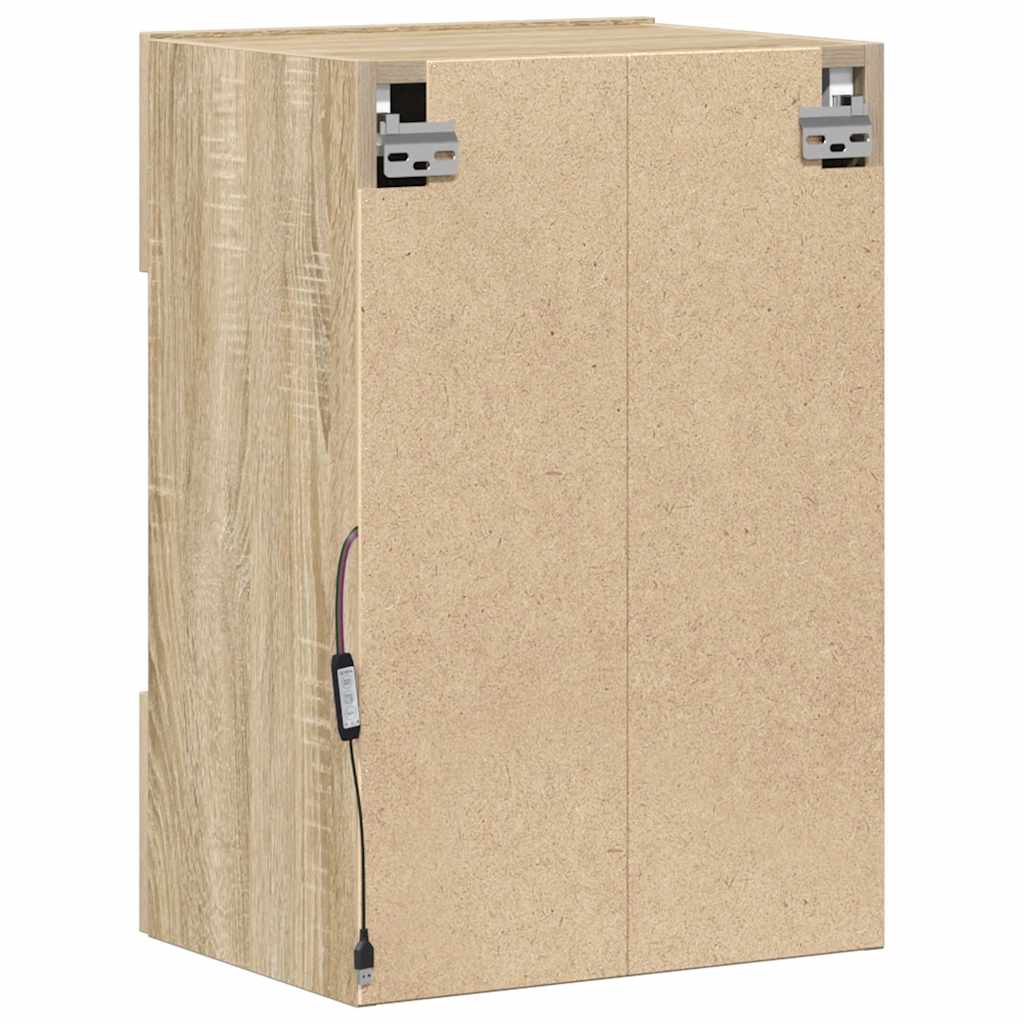 Wandkasten met LED-verlichting voor tv 2 st 40x30x60,5 cm sonoma eikenkleurig is nu te koop bij PeponiXL, paradijselijk wonen!