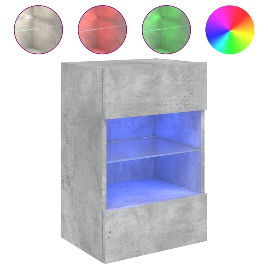 Tv-wandmeubel met LED-verlichting 40x30x60,5 cm betongrijs is nu te koop bij PeponiXL, paradijselijk wonen!