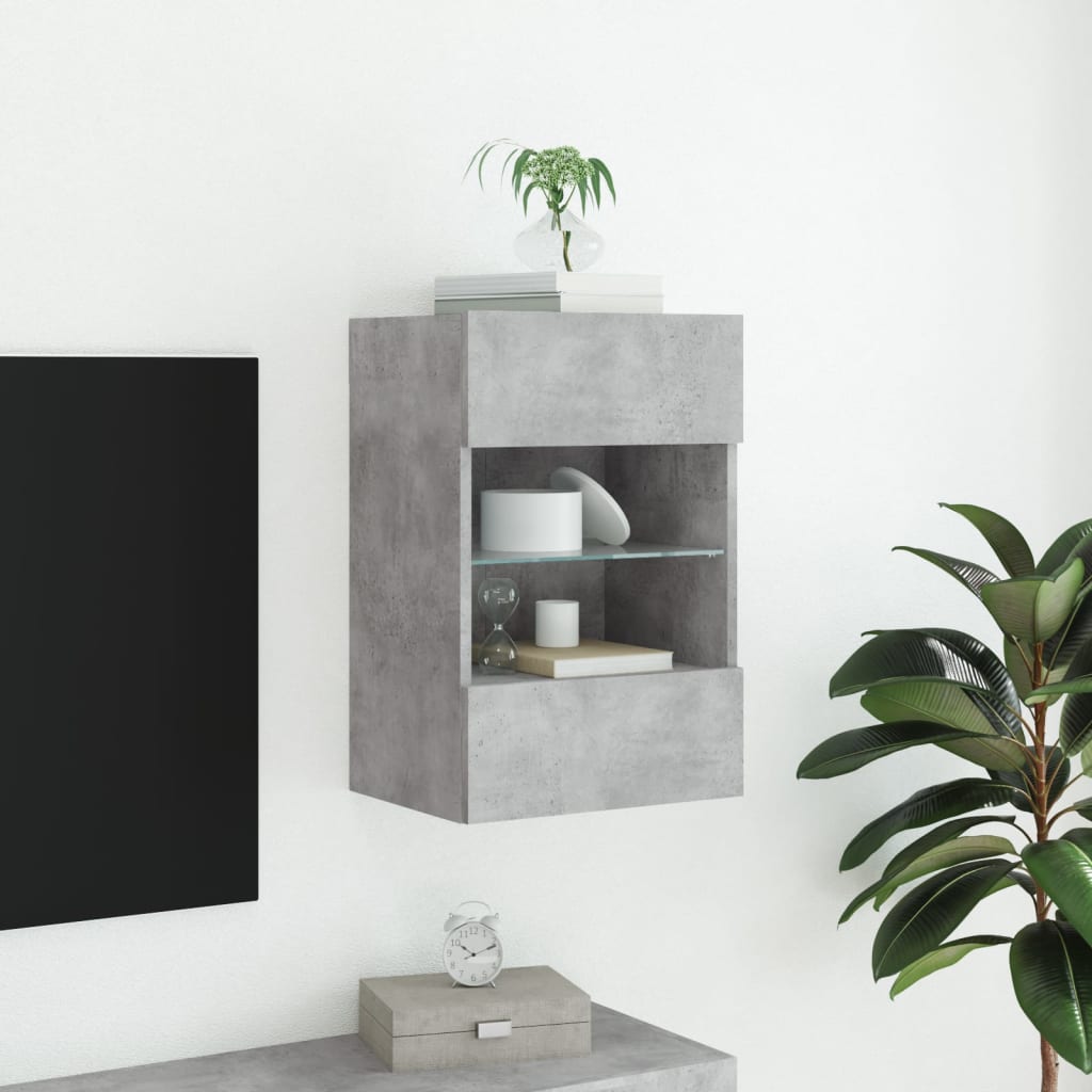 Tv-wandmeubel met LED-verlichting 40x30x60,5 cm betongrijs is nu te koop bij PeponiXL, paradijselijk wonen!
