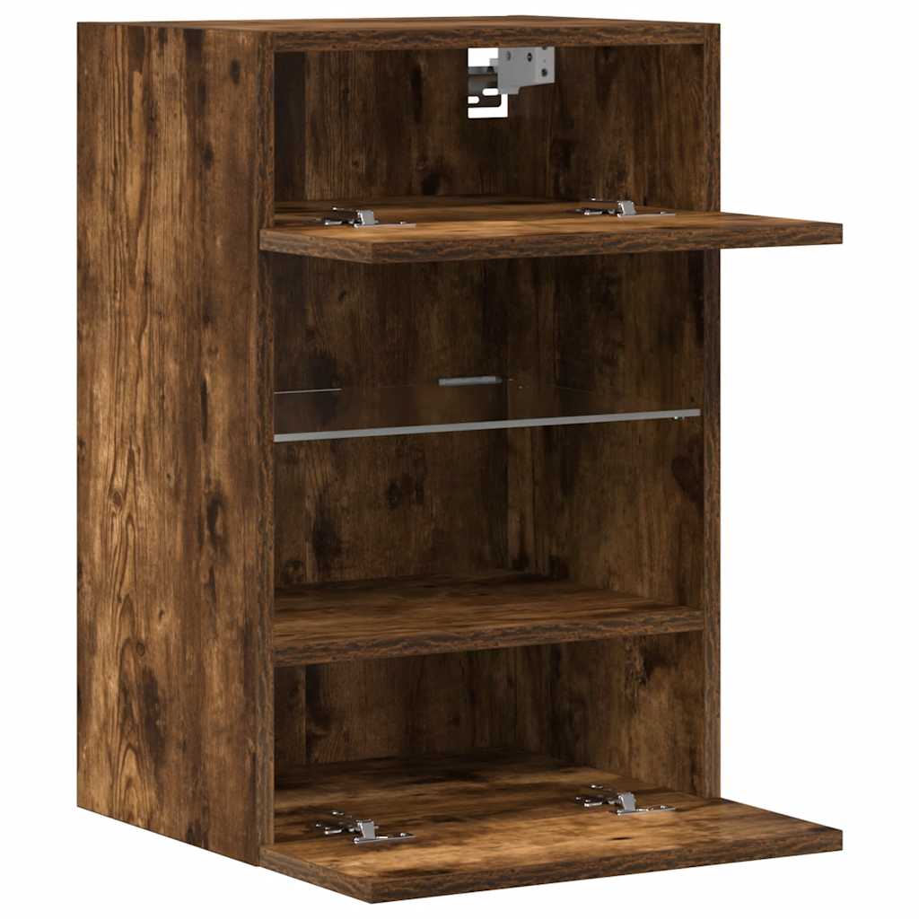 Wandkasten met LED-verlichting voor tv 2 st 40x30x60,5 cm gerookt eikenkleurig is nu te koop bij PeponiXL, paradijselijk wonen!