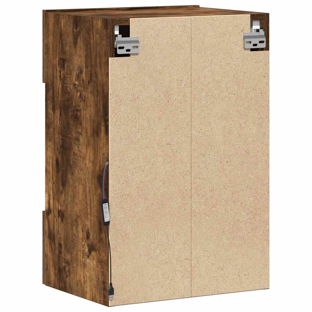 Wandkasten met LED-verlichting voor tv 2 st 40x30x60,5 cm gerookt eikenkleurig is nu te koop bij PeponiXL, paradijselijk wonen!