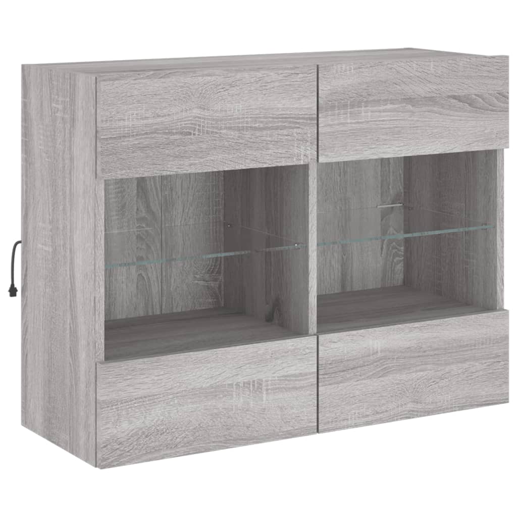Tv-wandmeubel met LED-verlichting 78,5x30x60,5 cm grijs sonoma is nu te koop bij PeponiXL, paradijselijk wonen!