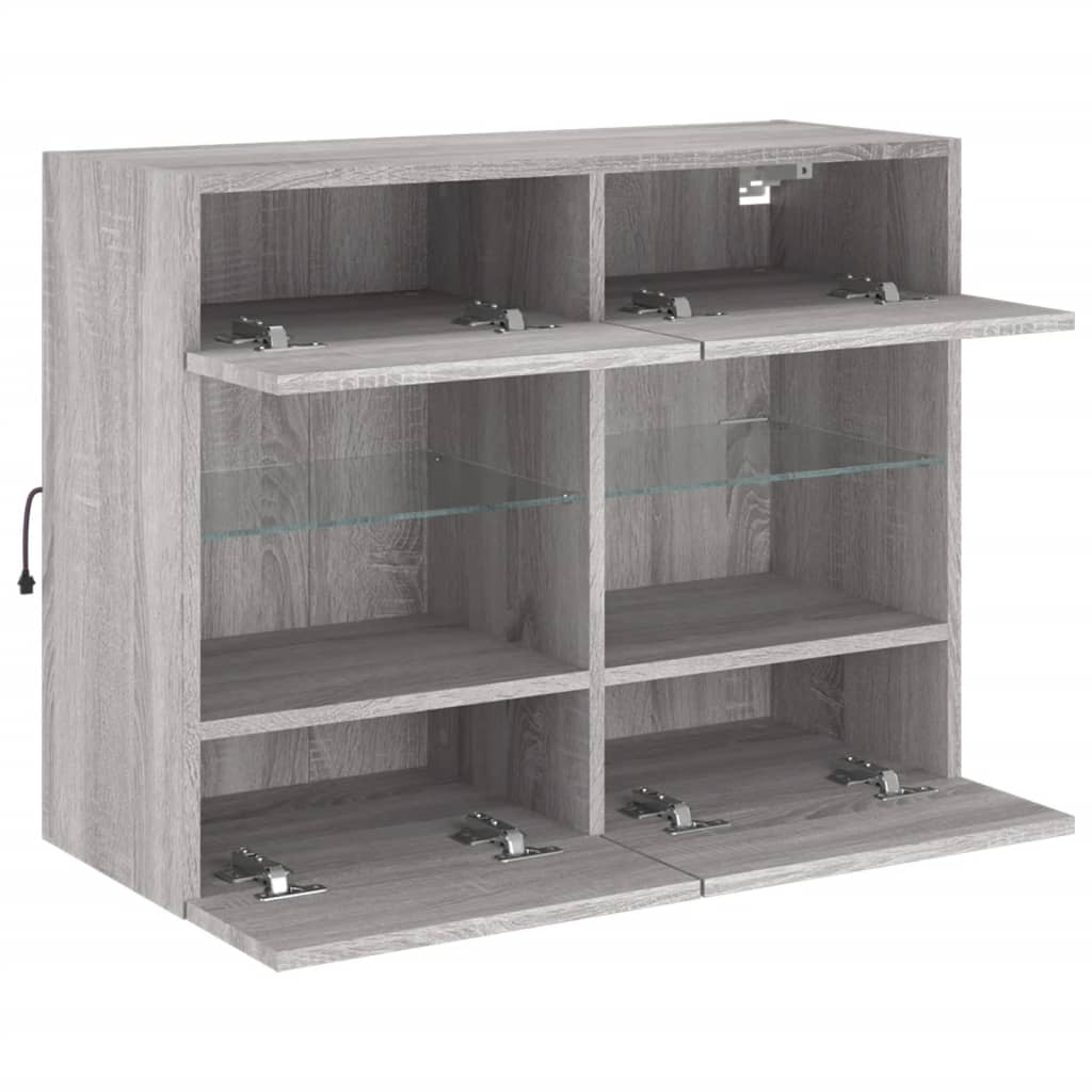 Tv-wandmeubel met LED-verlichting 78,5x30x60,5 cm grijs sonoma is nu te koop bij PeponiXL, paradijselijk wonen!