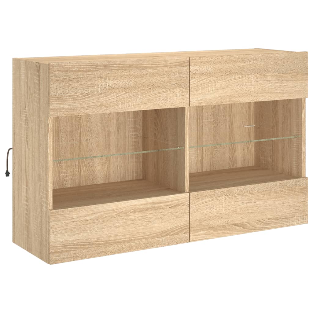 Tv-wandmeubel met LED-verlichting 98,5x30x60,5 cm sonoma eiken is nu te koop bij PeponiXL, paradijselijk wonen!