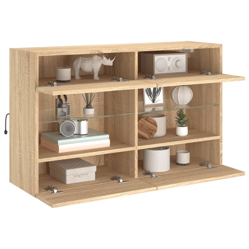 Tv-wandmeubel met LED-verlichting 98,5x30x60,5 cm sonoma eiken is nu te koop bij PeponiXL, paradijselijk wonen!