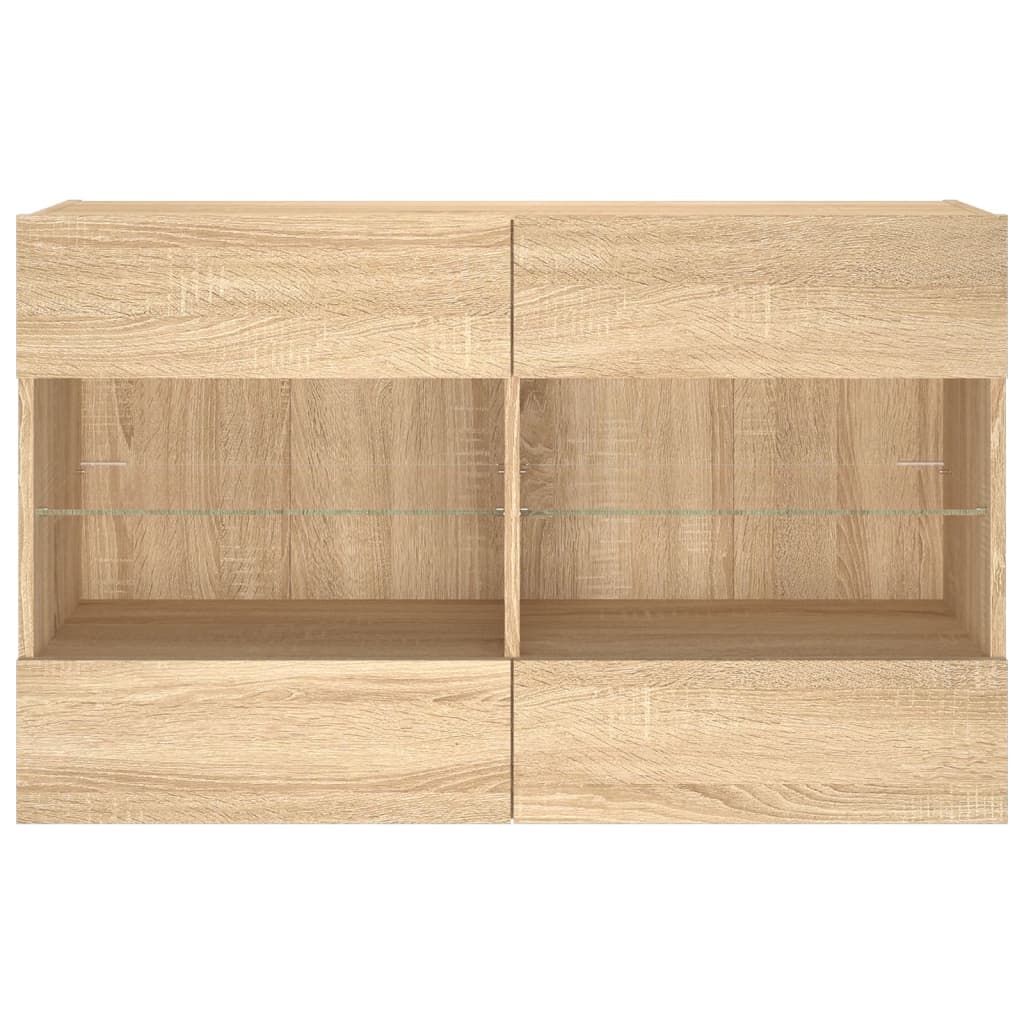 Tv-wandmeubel met LED-verlichting 98,5x30x60,5 cm sonoma eiken is nu te koop bij PeponiXL, paradijselijk wonen!