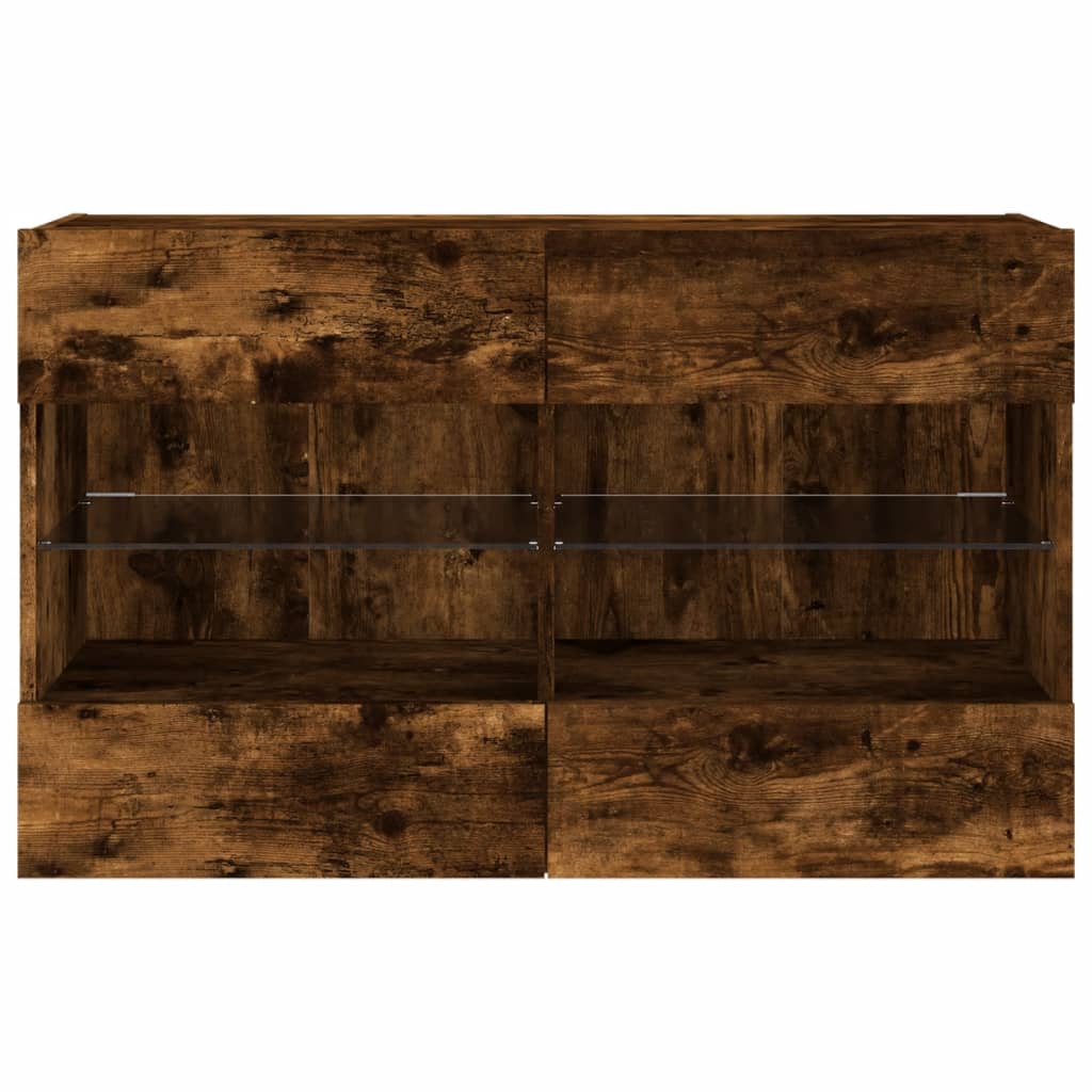 Tv-wandmeubel met LED-verlichting 98,5x30x60,5 cm gerookt eiken is nu te koop bij PeponiXL, paradijselijk wonen!