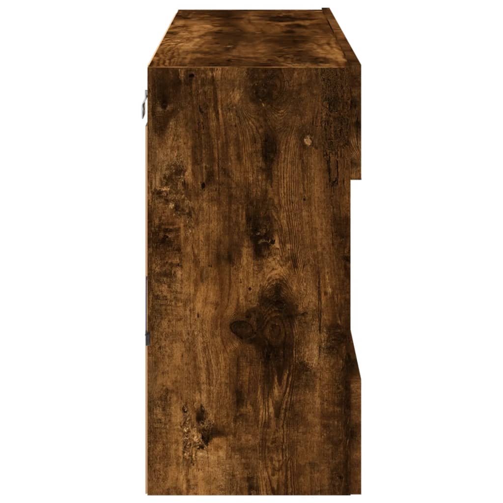 Tv-wandmeubel met LED-verlichting 98,5x30x60,5 cm gerookt eiken is nu te koop bij PeponiXL, paradijselijk wonen!