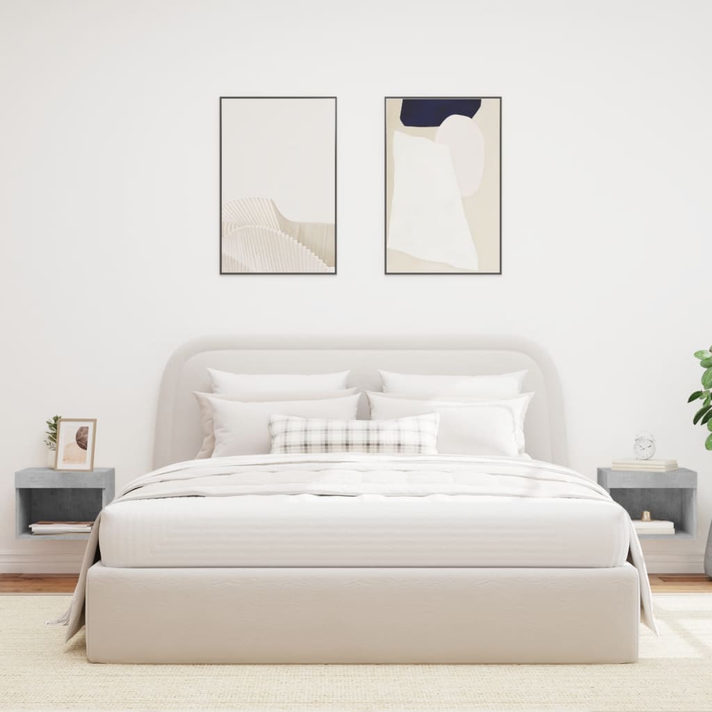 Nachtkastjes met LED's 2 st wandgemonteerd betongrijs is nu te koop bij PeponiXL, paradijselijk wonen!