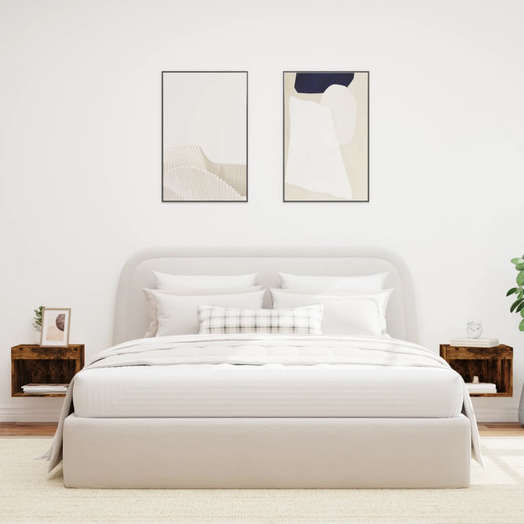 Nachtkastjes met LED's 2 st wandgemonteerd gerookt eikenkleurig is nu te koop bij PeponiXL, paradijselijk wonen!