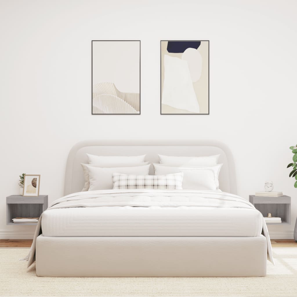 Nachtkastjes met LED's 2 st wandgemonteerd grijs sonoma eiken is nu te koop bij PeponiXL, paradijselijk wonen!