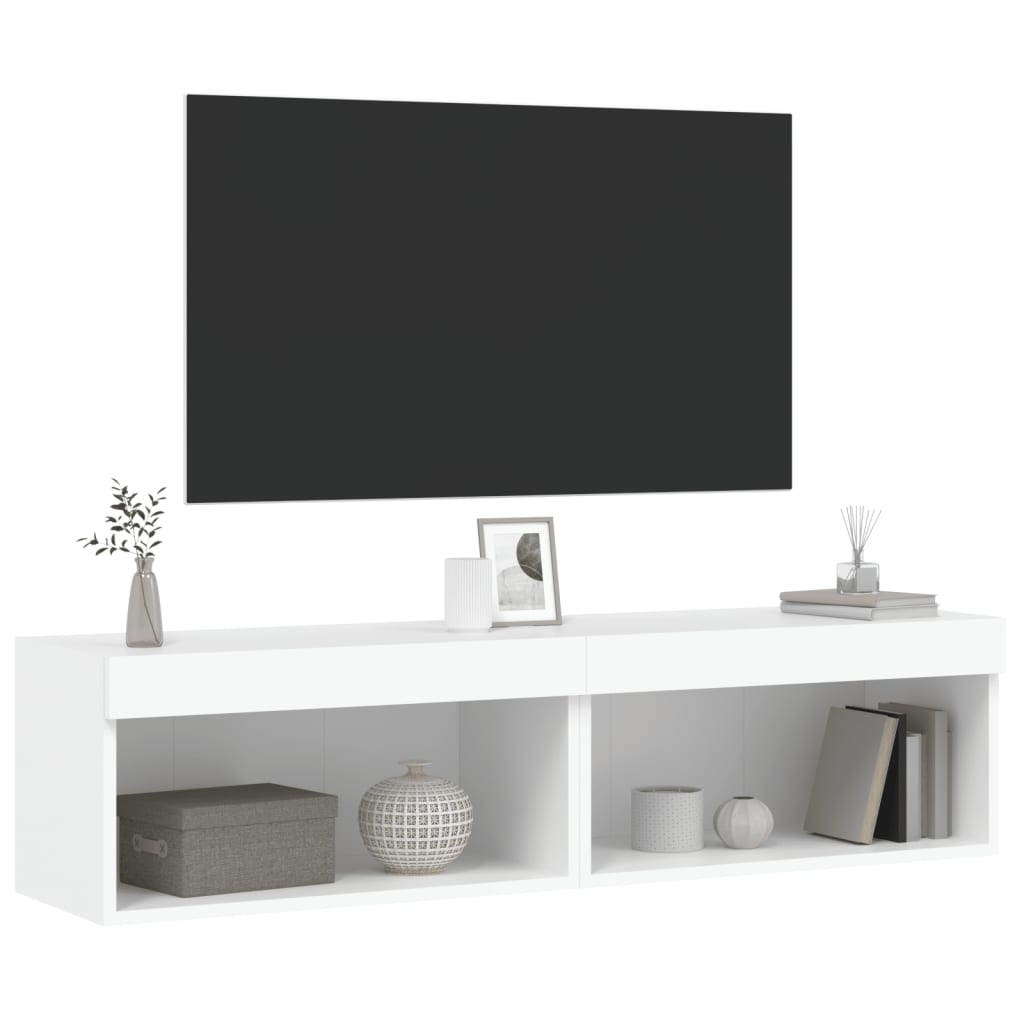 Tv-meubels met LED-verlichting 2 st 60x30x30 cm wit is nu te koop bij PeponiXL, paradijselijk wonen!