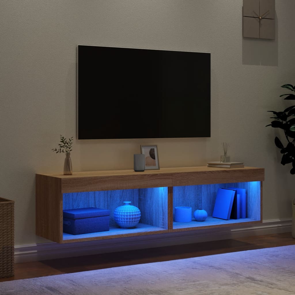 Tv-meubels met LED-verlichting 2 st 60x30x30 cm sonoma eiken is nu te koop bij PeponiXL, paradijselijk wonen!