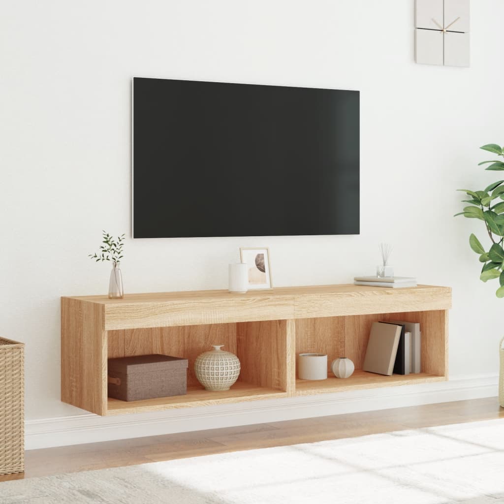 Tv-meubels met LED-verlichting 2 st 60x30x30 cm sonoma eiken is nu te koop bij PeponiXL, paradijselijk wonen!