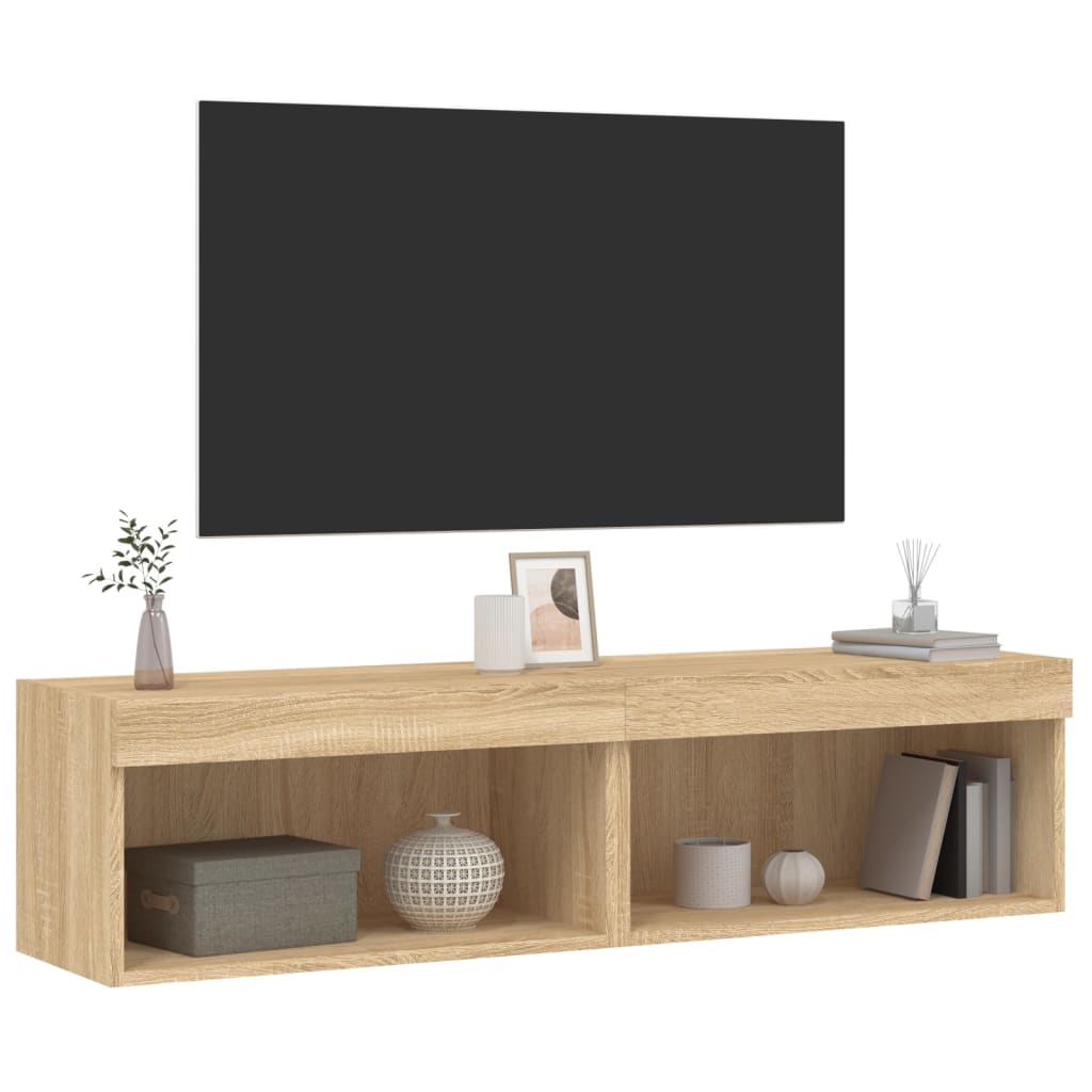 Tv-meubels met LED-verlichting 2 st 60x30x30 cm sonoma eiken is nu te koop bij PeponiXL, paradijselijk wonen!