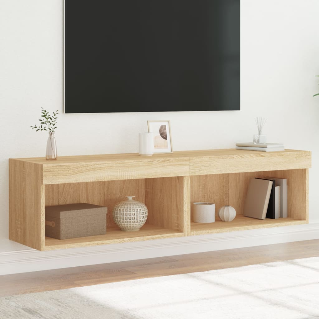 Tv-meubels met LED-verlichting 2 st 60x30x30 cm sonoma eiken is nu te koop bij PeponiXL, paradijselijk wonen!