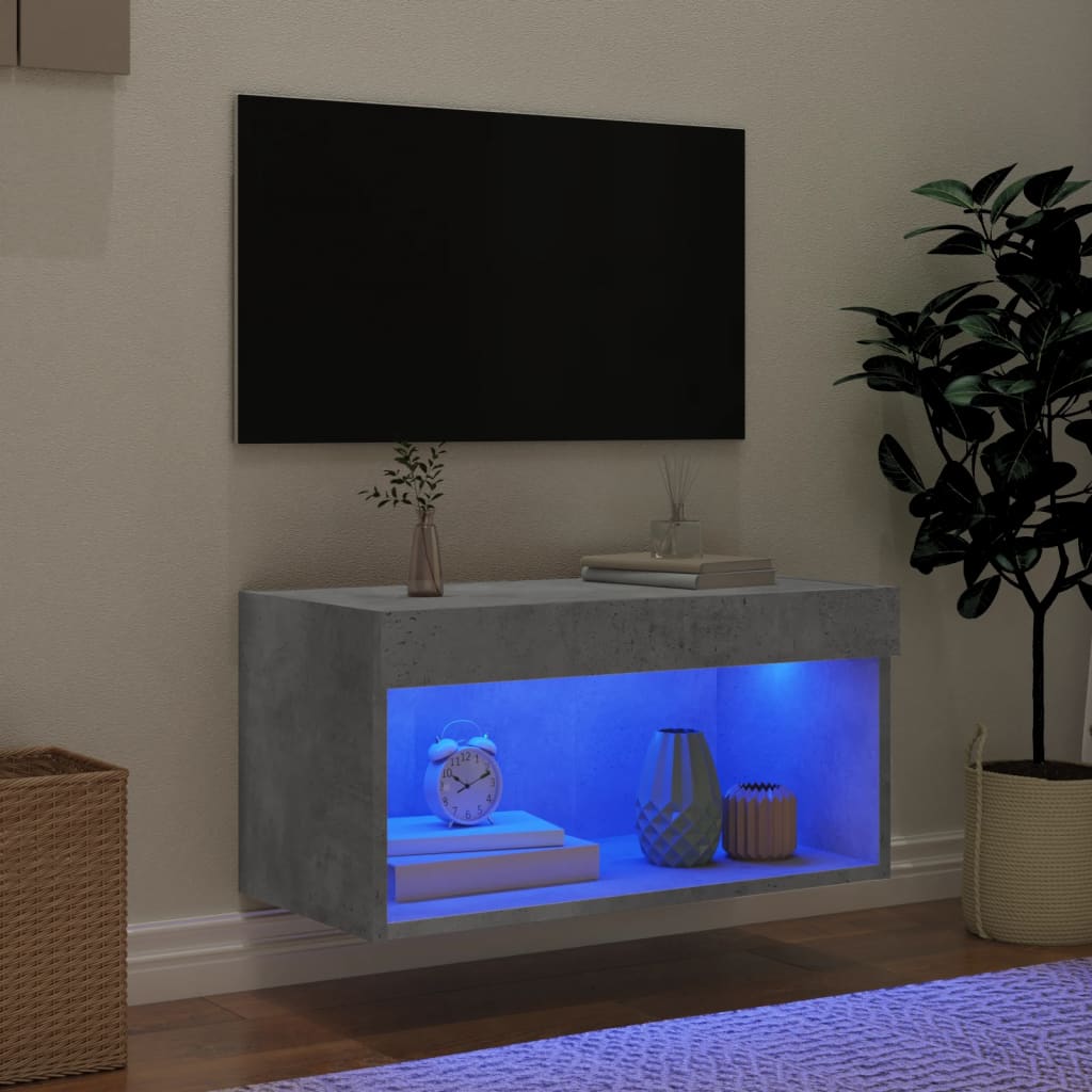 Tv-meubel met LED-verlichting 60x30x30 cm betongrijs is nu te koop bij PeponiXL, paradijselijk wonen!