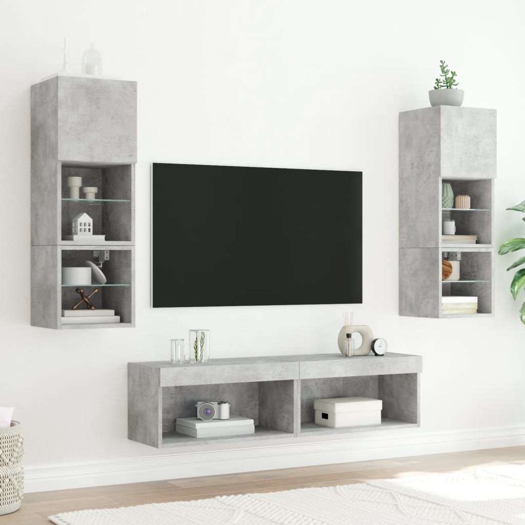 Tv-meubel met LED-verlichting 60x30x30 cm betongrijs is nu te koop bij PeponiXL, paradijselijk wonen!