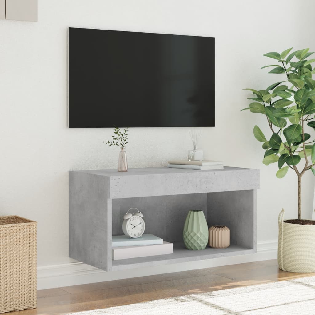 Tv-meubel met LED-verlichting 60x30x30 cm betongrijs is nu te koop bij PeponiXL, paradijselijk wonen!