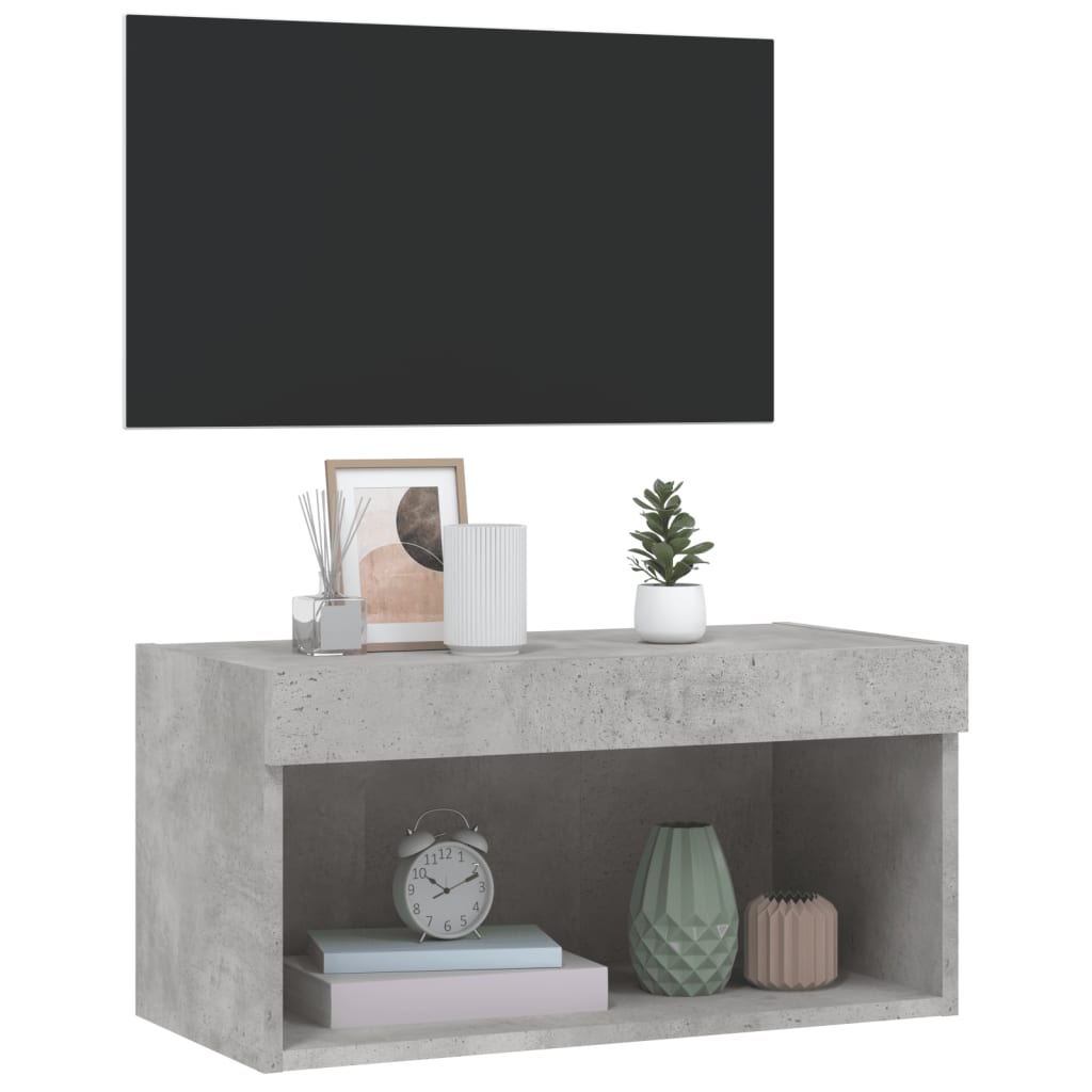 Tv-meubel met LED-verlichting 60x30x30 cm betongrijs is nu te koop bij PeponiXL, paradijselijk wonen!