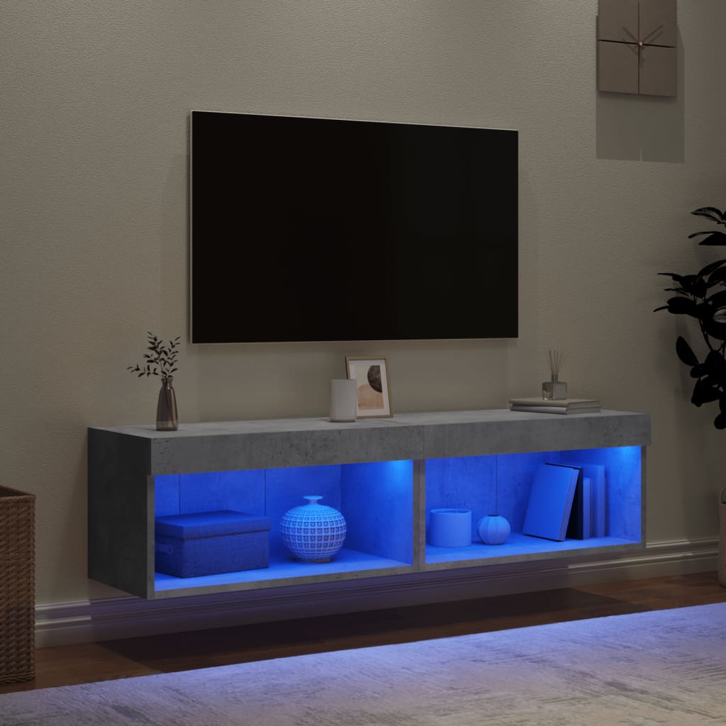 Tv-meubels met LED-verlichting 2 st 60x30x30 cm betongrijs is nu te koop bij PeponiXL, paradijselijk wonen!