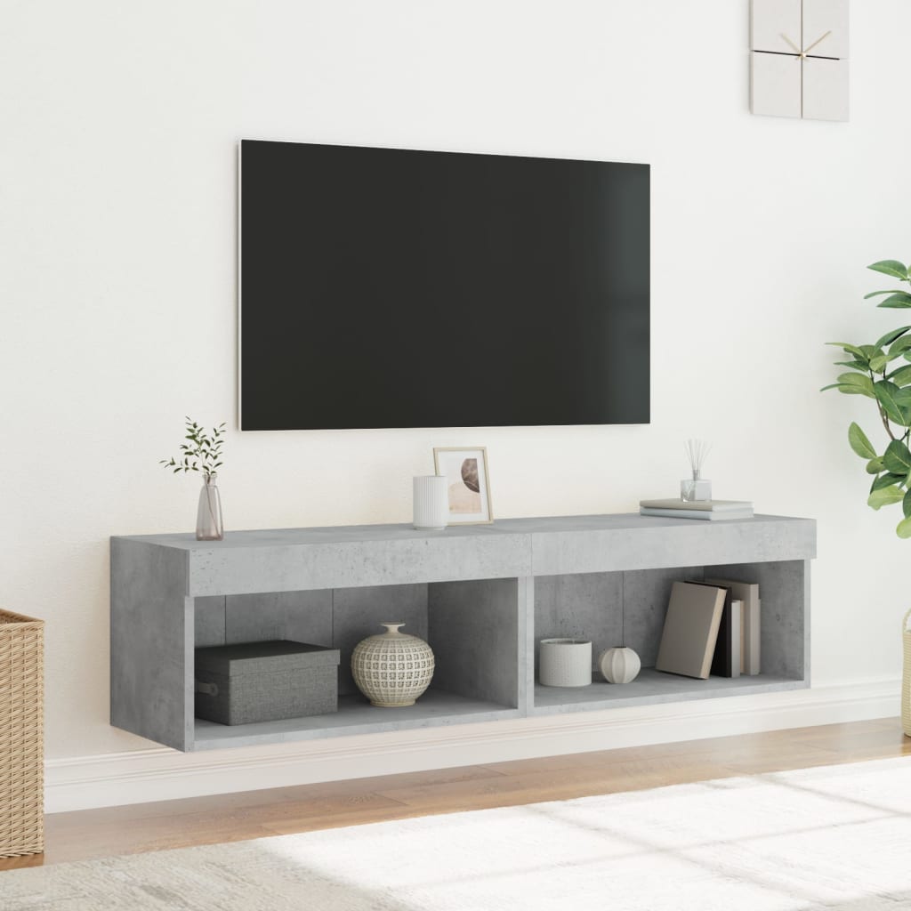 Tv-meubels met LED-verlichting 2 st 60x30x30 cm betongrijs is nu te koop bij PeponiXL, paradijselijk wonen!