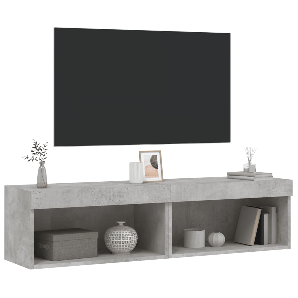 Tv-meubels met LED-verlichting 2 st 60x30x30 cm betongrijs is nu te koop bij PeponiXL, paradijselijk wonen!