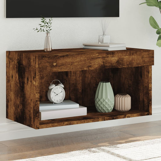 Tv-meubel met LED-verlichting 60x30x30 cm gerookt eikenkleurig is nu te koop bij PeponiXL, paradijselijk wonen!
