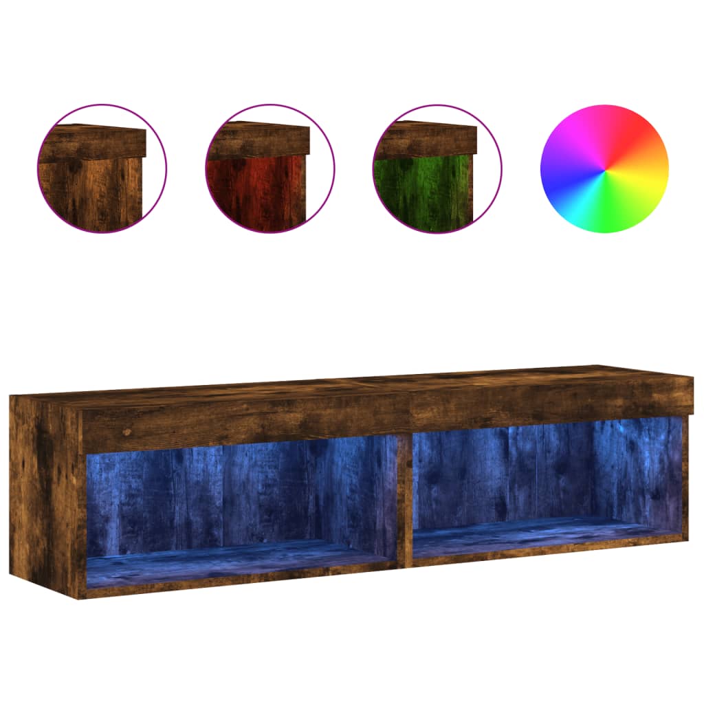 Tv-meubels met LED-verlichting 2 st 60x30x30 cm gerookt eiken is nu te koop bij PeponiXL, paradijselijk wonen!