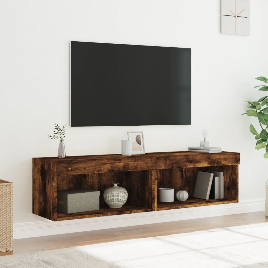 Tv-meubels met LED-verlichting 2 st 60x30x30 cm gerookt eiken is nu te koop bij PeponiXL, paradijselijk wonen!