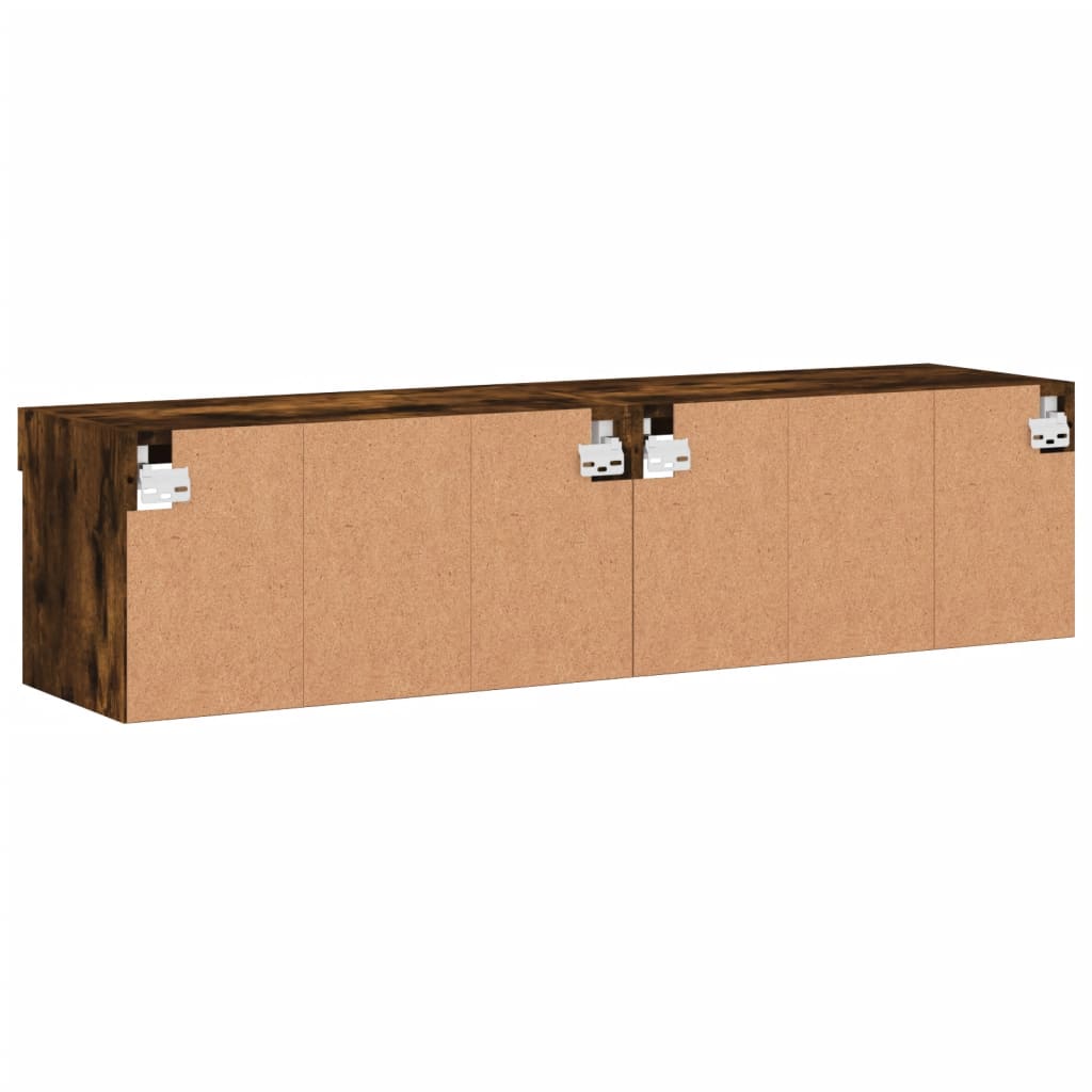 Tv-meubels met LED-verlichting 2 st 60x30x30 cm gerookt eiken is nu te koop bij PeponiXL, paradijselijk wonen!
