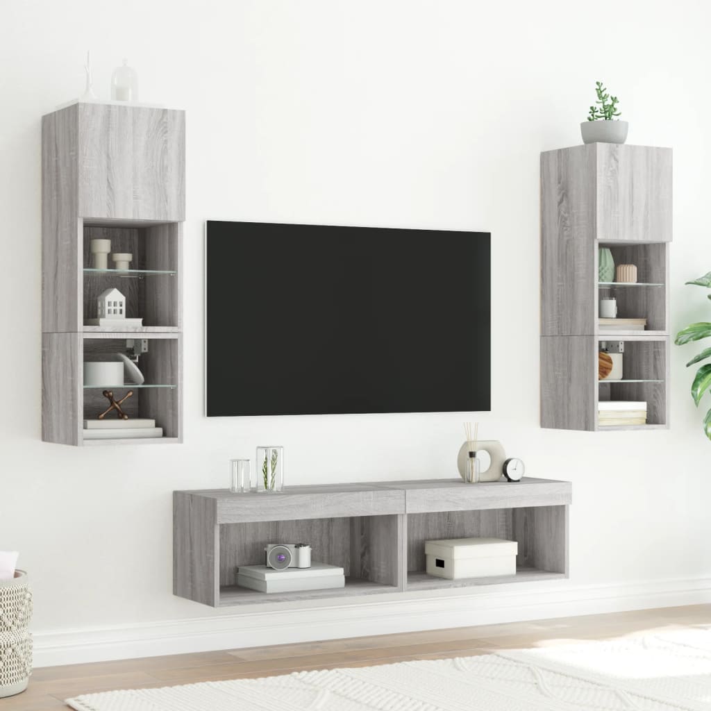 Tv-meubel met LED-verlichting 60x30x30 cm grijs sonoma eiken is nu te koop bij PeponiXL, paradijselijk wonen!