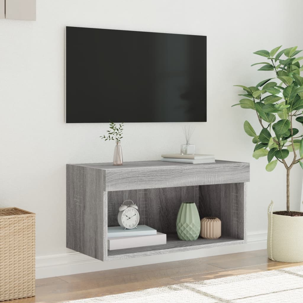Tv-meubel met LED-verlichting 60x30x30 cm grijs sonoma eiken is nu te koop bij PeponiXL, paradijselijk wonen!