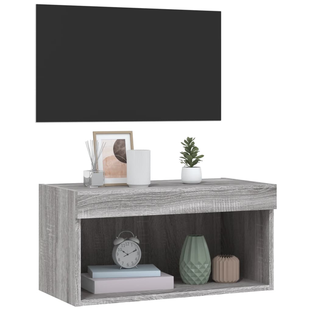 Tv-meubel met LED-verlichting 60x30x30 cm grijs sonoma eiken is nu te koop bij PeponiXL, paradijselijk wonen!