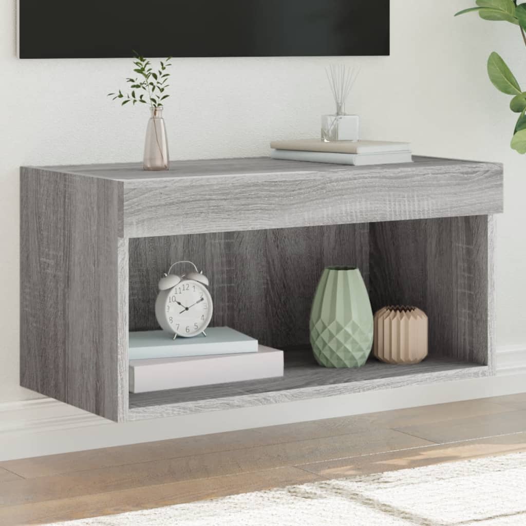 Tv-meubel met LED-verlichting 60x30x30 cm grijs sonoma eiken is nu te koop bij PeponiXL, paradijselijk wonen!