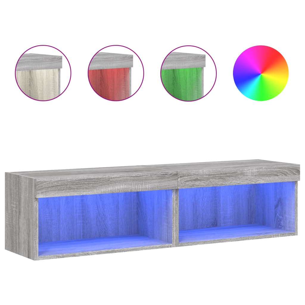 Tv-meubels met LED-verlichting 2 st 60x30x30 cm grijs sonoma is nu te koop bij PeponiXL, paradijselijk wonen!