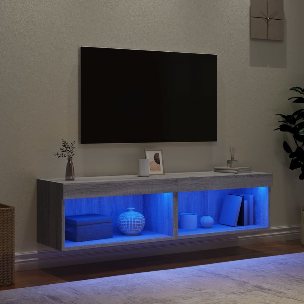 Tv-meubels met LED-verlichting 2 st 60x30x30 cm grijs sonoma is nu te koop bij PeponiXL, paradijselijk wonen!