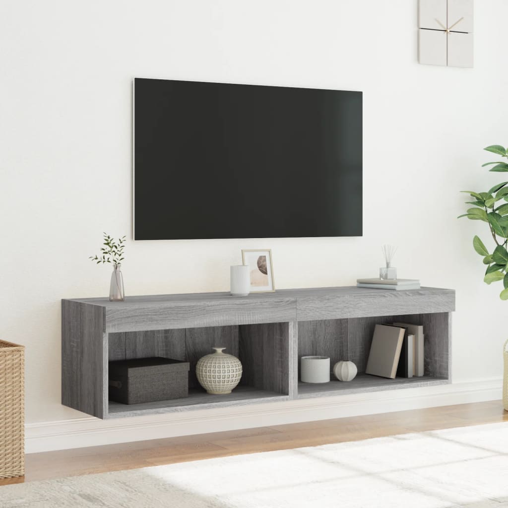 Tv-meubels met LED-verlichting 2 st 60x30x30 cm grijs sonoma is nu te koop bij PeponiXL, paradijselijk wonen!