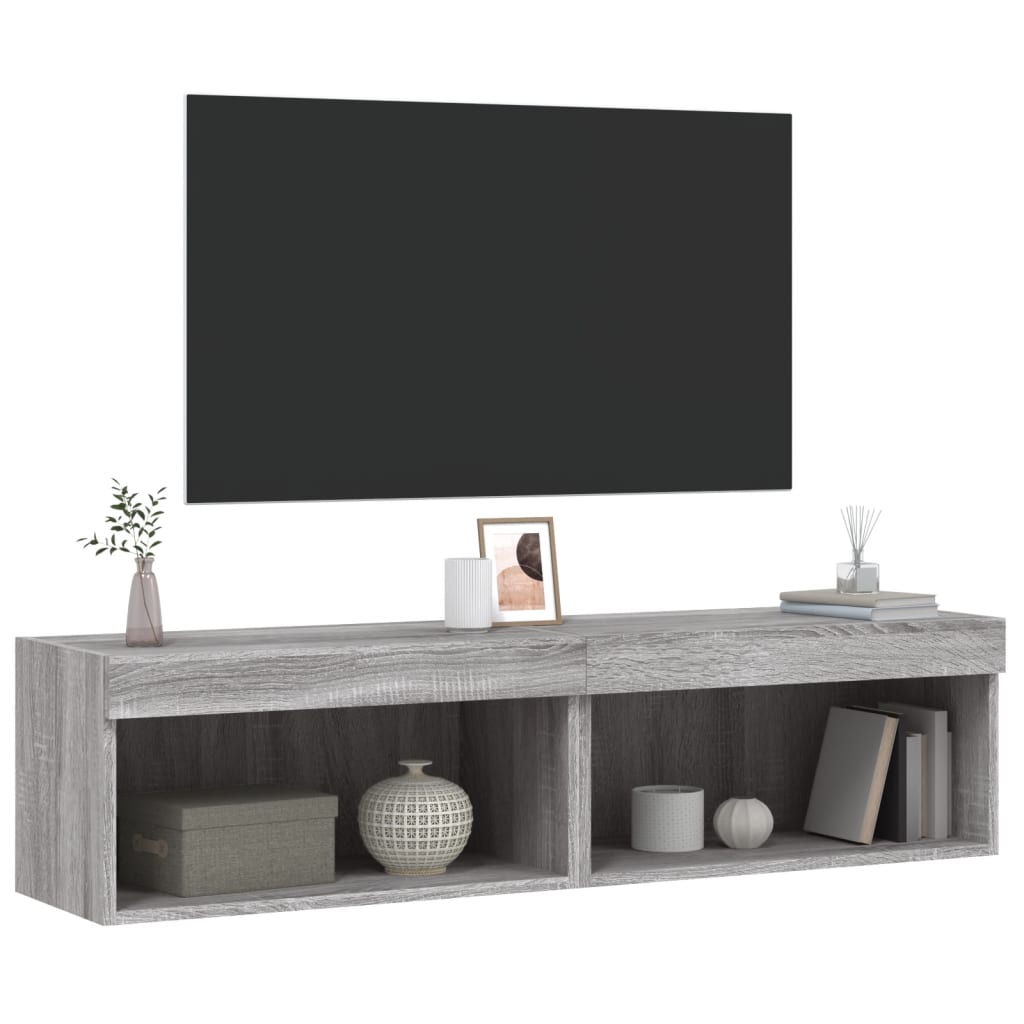 Tv-meubels met LED-verlichting 2 st 60x30x30 cm grijs sonoma is nu te koop bij PeponiXL, paradijselijk wonen!