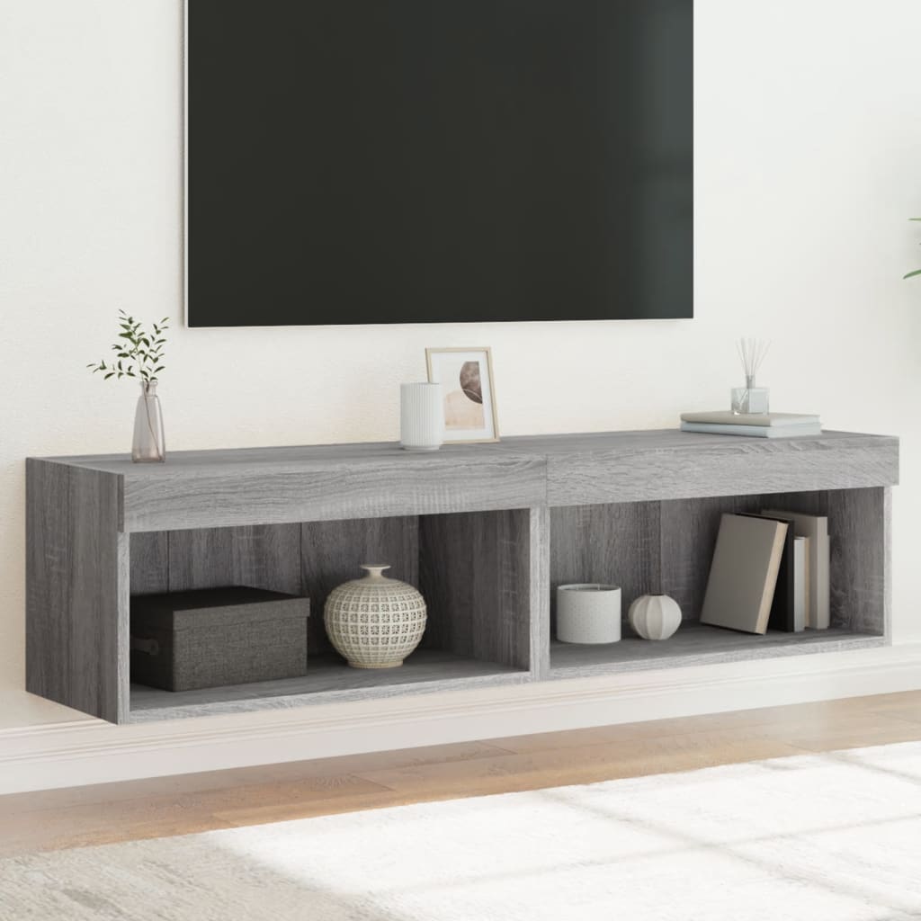 Tv-meubels met LED-verlichting 2 st 60x30x30 cm grijs sonoma is nu te koop bij PeponiXL, paradijselijk wonen!