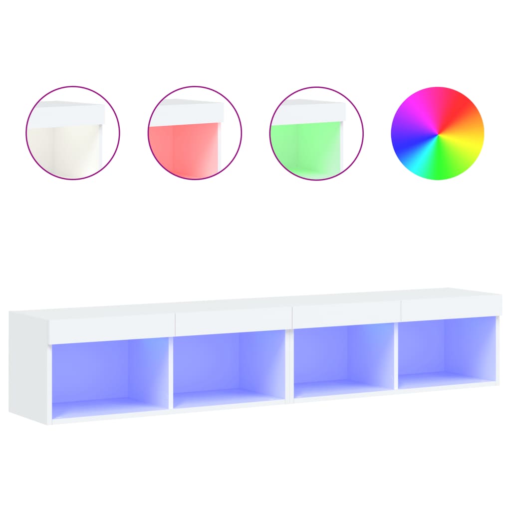 Tv-meubels met LED-verlichting 2 st 80x30x30 cm wit is nu te koop bij PeponiXL, paradijselijk wonen!
