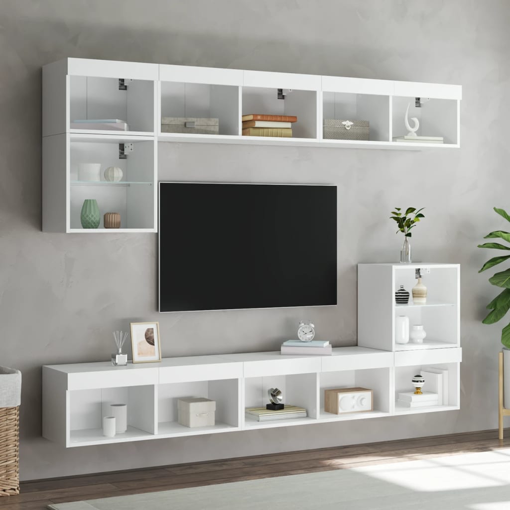 Tv-meubels met LED-verlichting 2 st 80x30x30 cm wit is nu te koop bij PeponiXL, paradijselijk wonen!