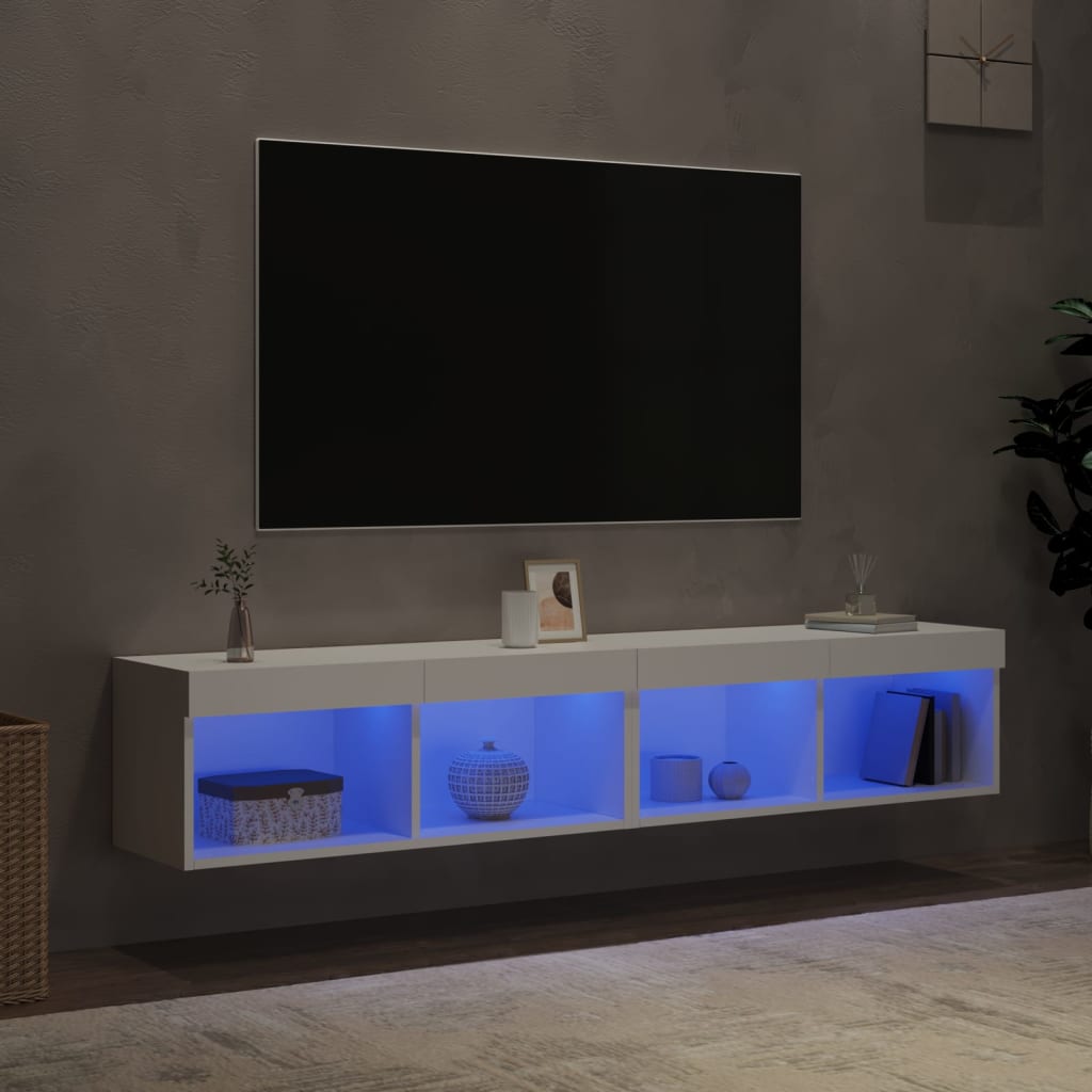 Tv-meubels met LED-verlichting 2 st 80x30x30 cm wit is nu te koop bij PeponiXL, paradijselijk wonen!