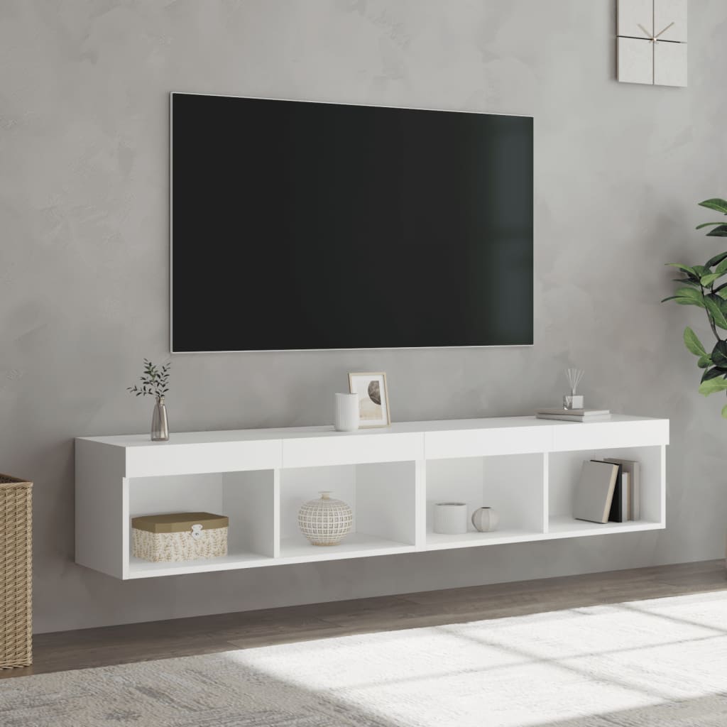 Tv-meubels met LED-verlichting 2 st 80x30x30 cm wit is nu te koop bij PeponiXL, paradijselijk wonen!
