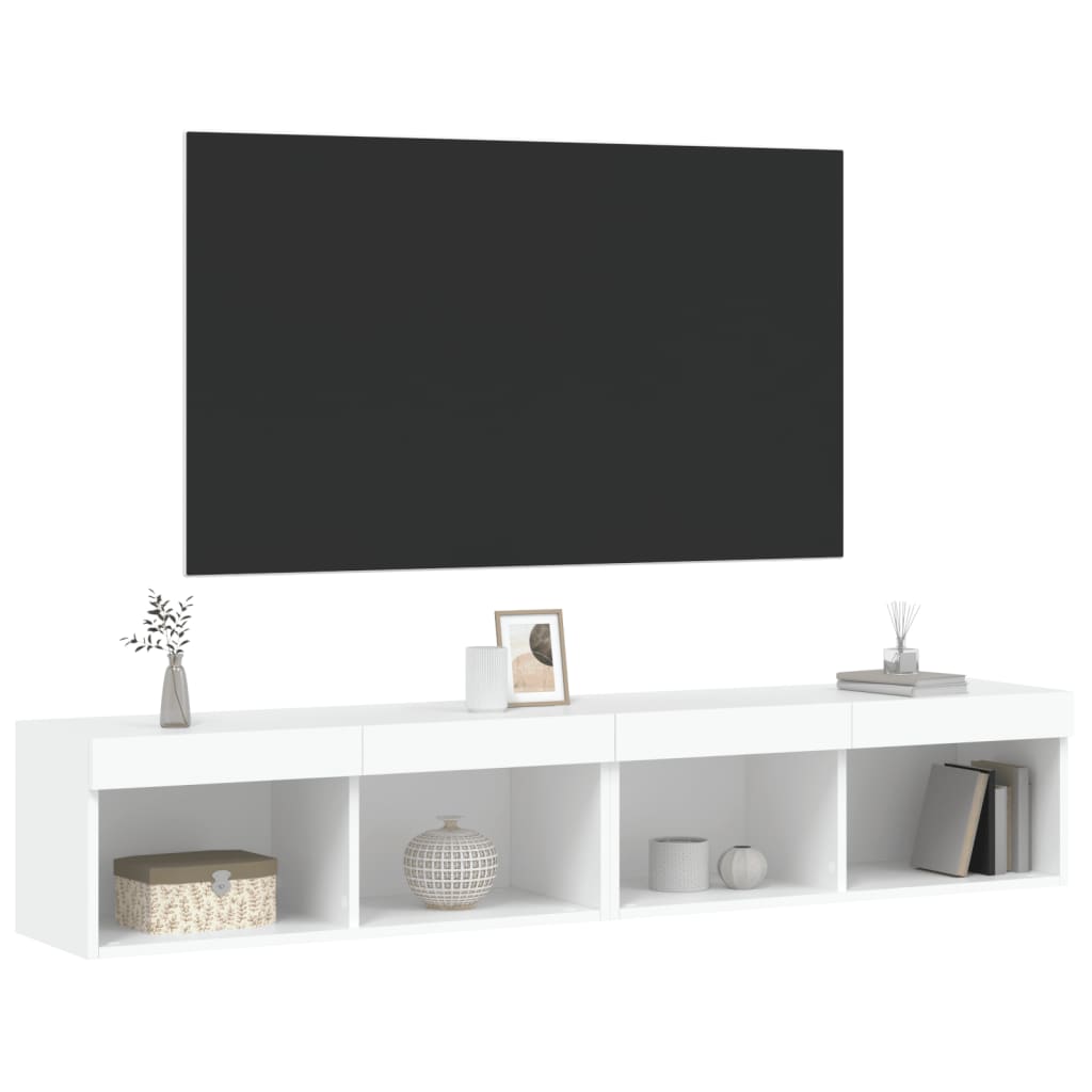 Tv-meubels met LED-verlichting 2 st 80x30x30 cm wit is nu te koop bij PeponiXL, paradijselijk wonen!