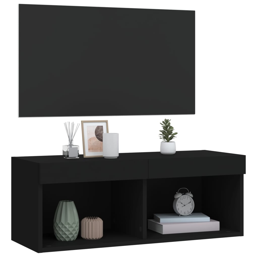 Tv-meubel met LED-verlichting 80x30x30 cm zwart is nu te koop bij PeponiXL, paradijselijk wonen!