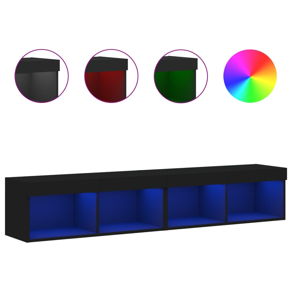 Tv-meubels met LED-verlichting 2 st 80x30x30 cm zwart is nu te koop bij PeponiXL, paradijselijk wonen!