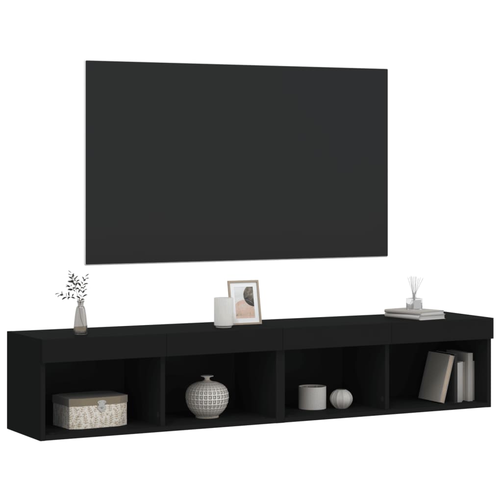 Tv-meubels met LED-verlichting 2 st 80x30x30 cm zwart is nu te koop bij PeponiXL, paradijselijk wonen!