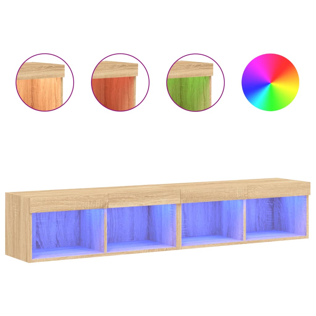 Tv-meubels met LED-verlichting 2 st 80x30x30 cm sonoma eiken is nu te koop bij PeponiXL, paradijselijk wonen!